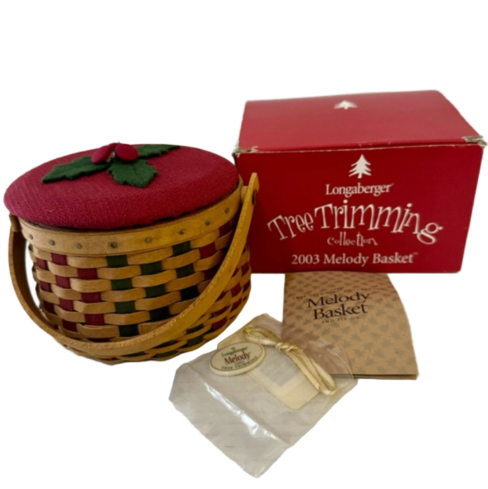 Longaberger Tree Trimming Collection 2003 Melody Basket and Tie On Vintage USA